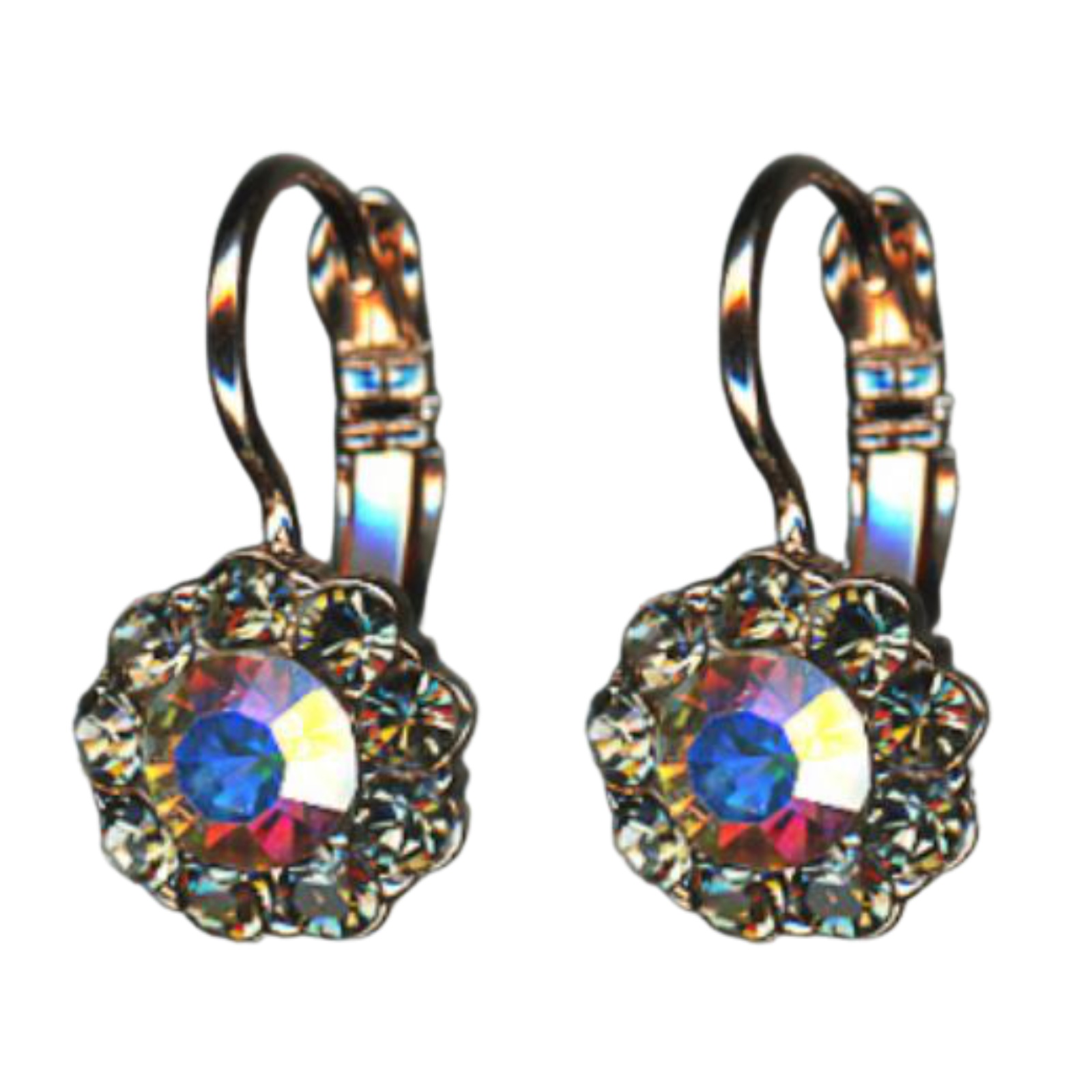 E-1379-1121-RG6(1) Mariana Earrings Dainty Floral in Tabac & AB Austrian Crystals Catopsilia Pomona My Butterfly Coll. - Image 1