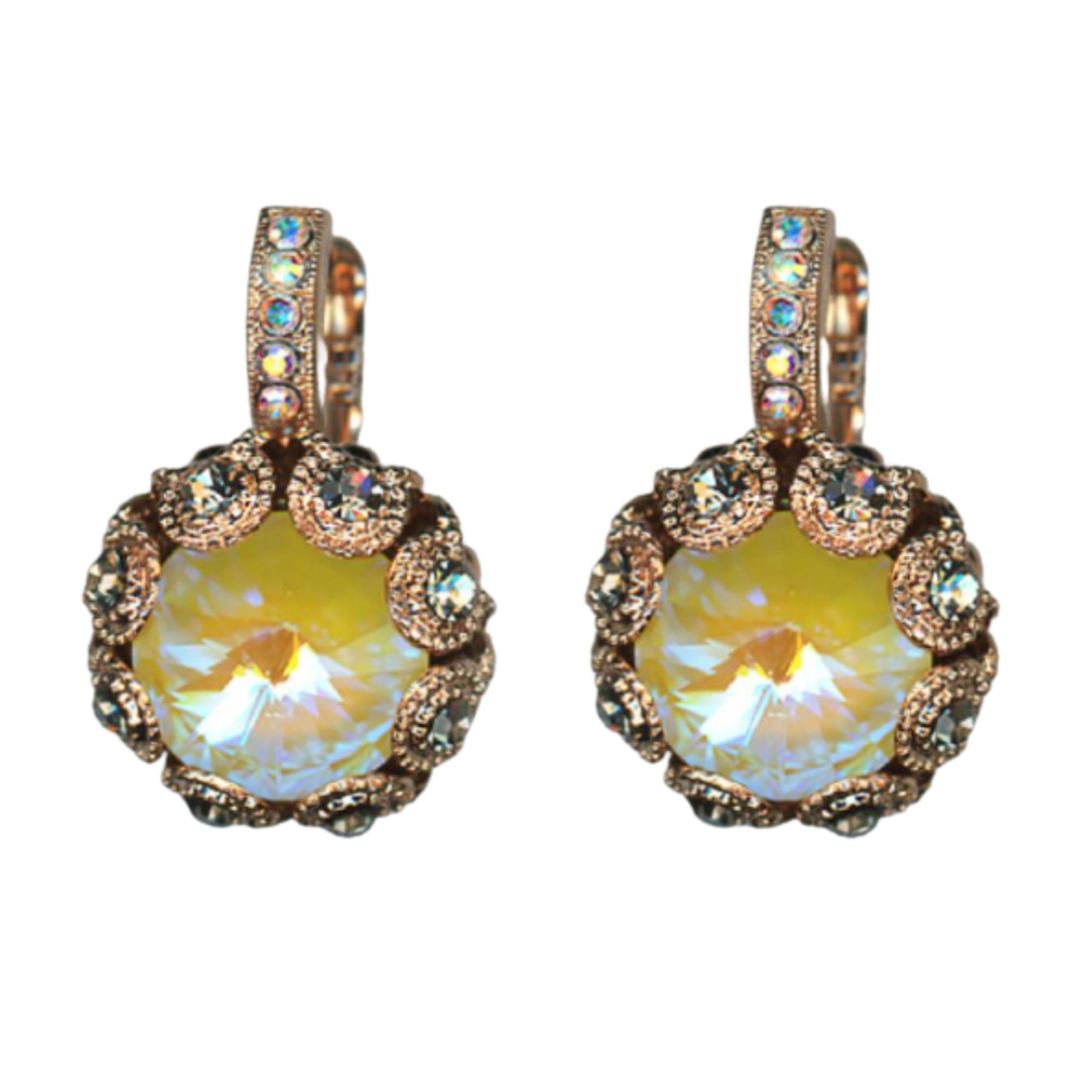 E-1386-1121-RG6(1) Mariana Earrings Timeless Sun Kissed Sunshine, Tabac & AB Austrian Crystals Catopsilia Pomona My Butterfly Coll. - Image 1