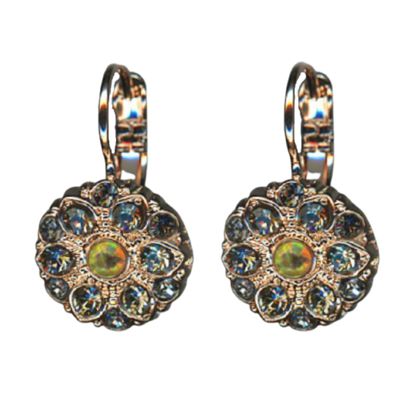 E-1401-1121-RG6(1) Mariana Earrings Guardian Angel in Black Diamond & Yellow Synthetic Opal Austrian Crystals Catopsilia Pomona My Butterfly Coll. - Image 1