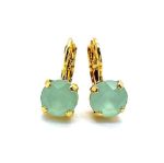 Earrings By Mariana Woman Adorable Light Green Opal Swarovski Crystals YG Plated