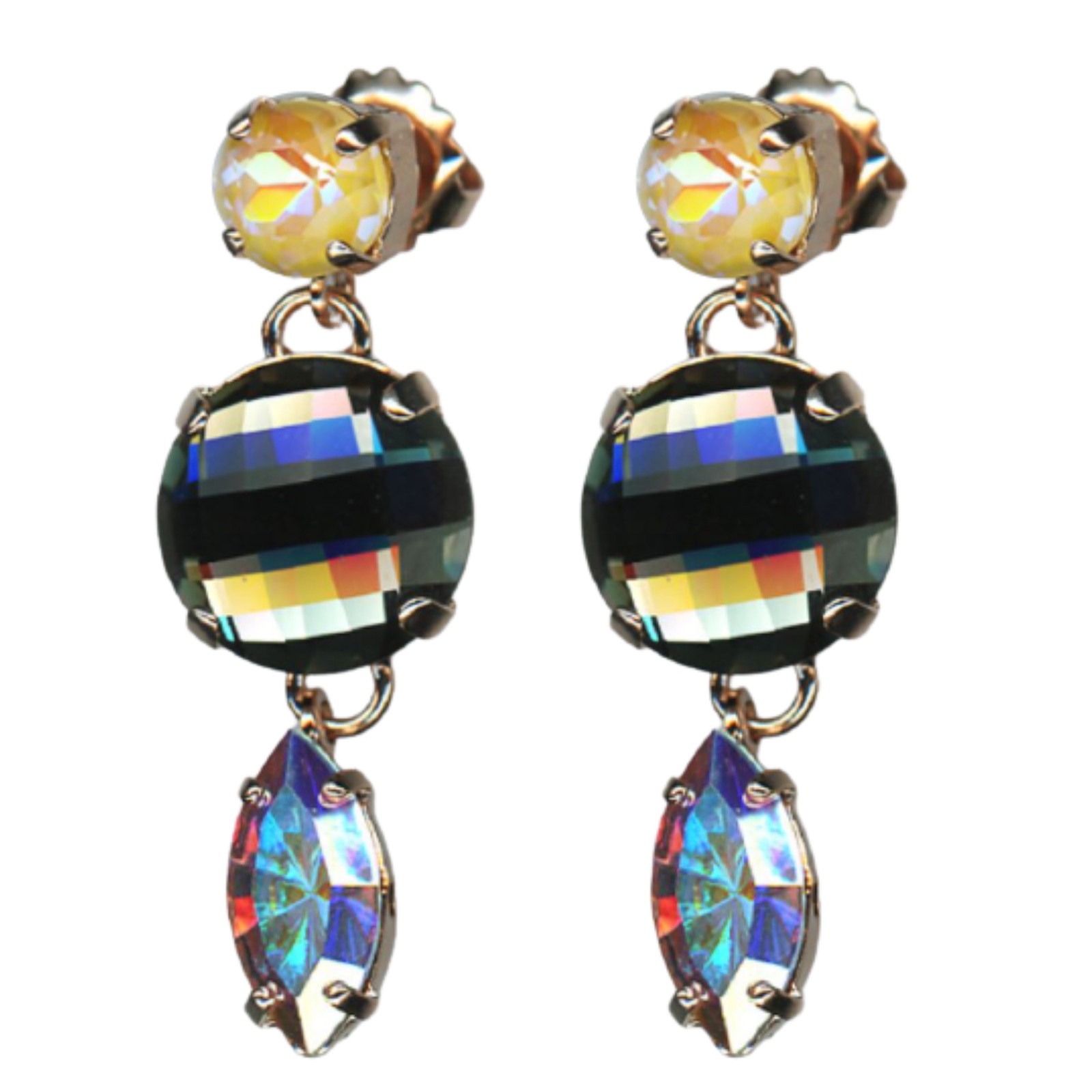E-1460-1121-RG2(1) Mariana Earrings Dangling Sun Kissed Sunshine, Blk Diamond & AB Austrian Crystals Catopsilia Pomona My Butterfly Coll. - Image 1