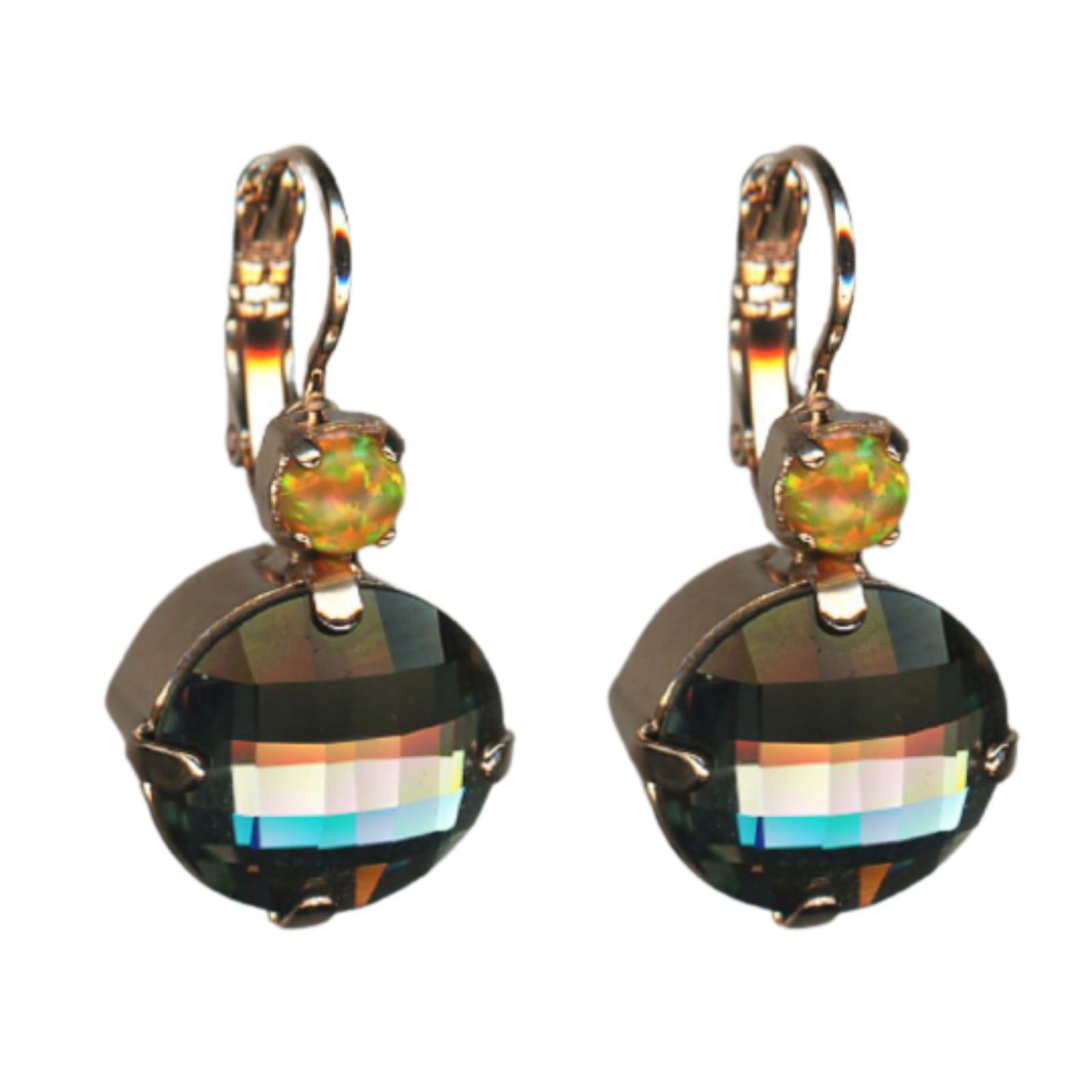 E-1506-1121-RG6(1) Mariana Earrings Gorgeous Black Diamond & Yellow Synthetic Opal Austrian Crystals Catopsilia Pomona My Butterfly Coll. - Image 1