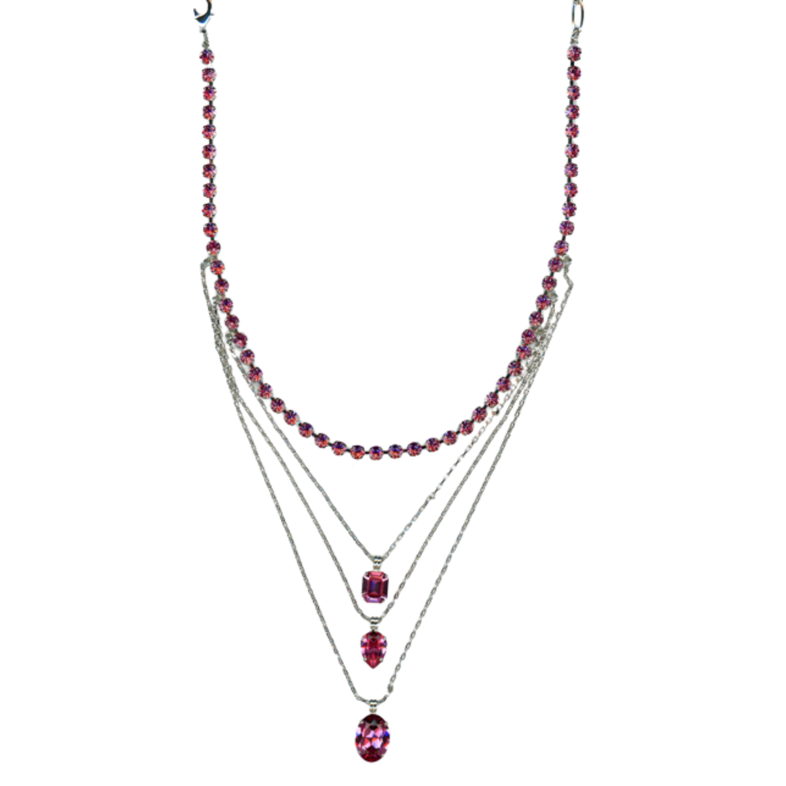 N-3000-209209-RO(1) Mariana Necklace Glamorous Multi Tier Rose Austrian Crystals My Treasures Coll. - Image 1