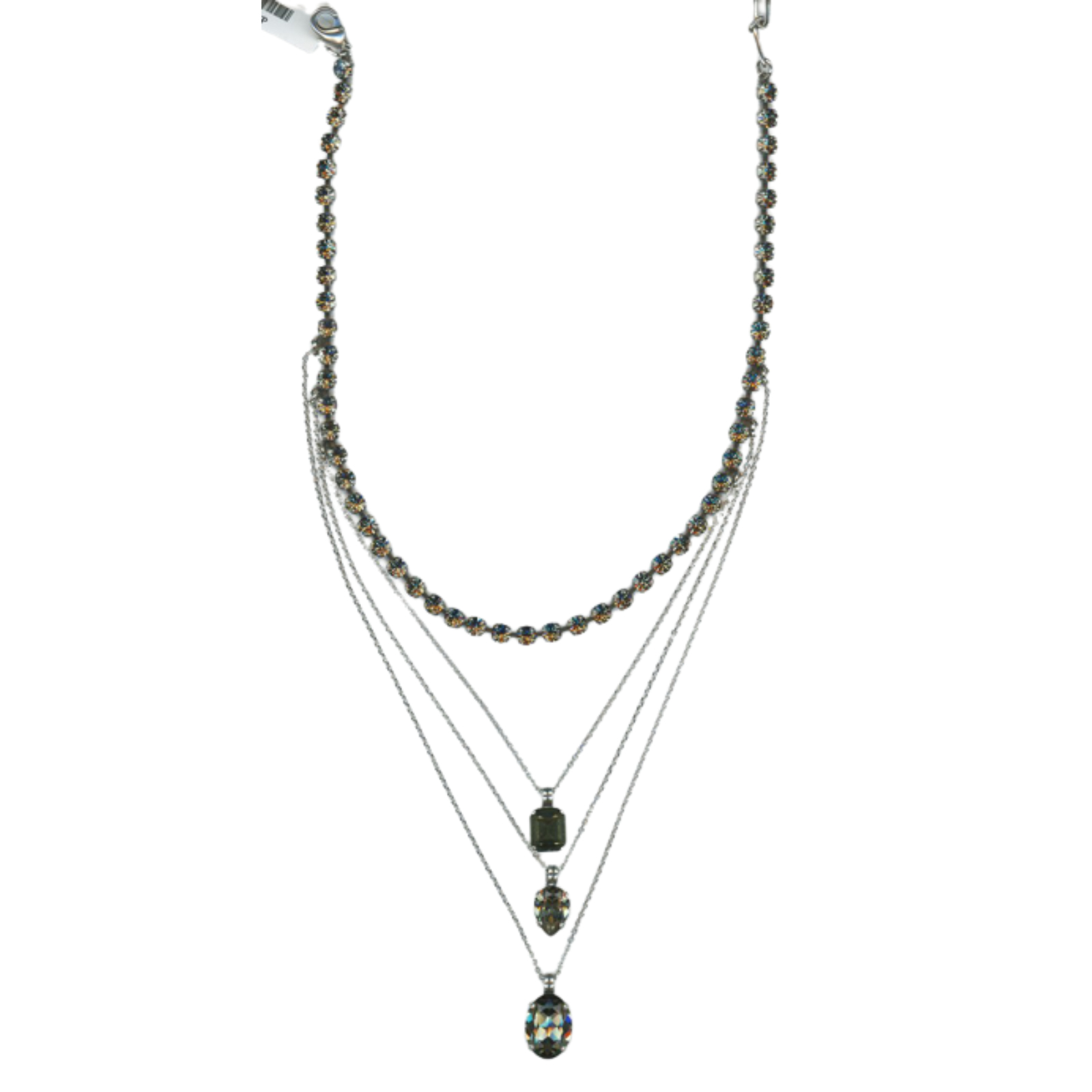 N-3000-245215-SP(1) Mariana Necklace Soulful Multi Tier Black Diamond & Silver Night Austrian Crystals My Treasures Coll. - Image 1