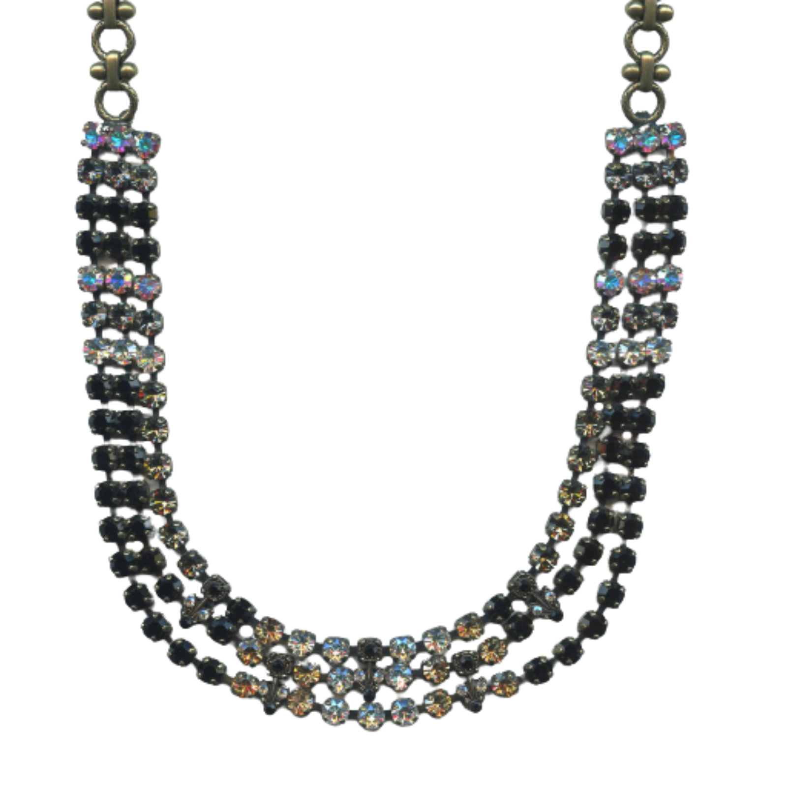 N-3000-3-1094-SP(1) Mariana Necklace Exquisite in Blacks, Clear & Golden Shadow Austrian Crystals Adeline Odyssey Coll. - Image 1