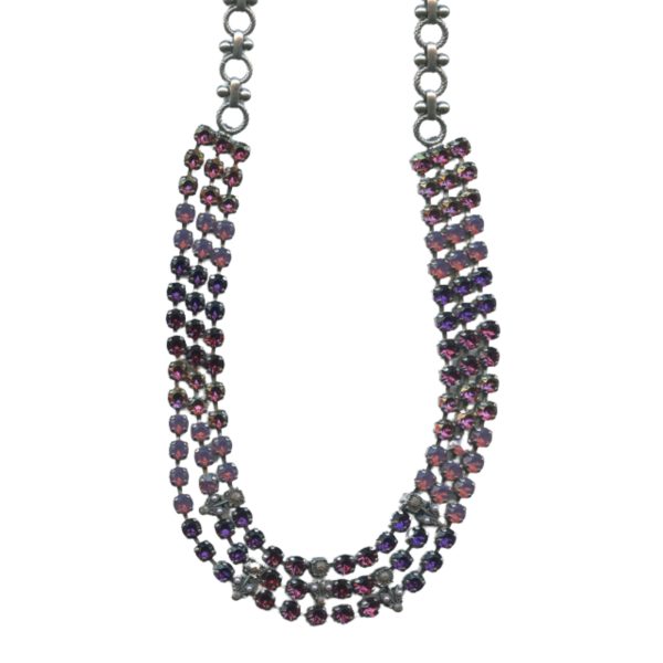 Mariana Necklace Alluring Triple Strand Purples & Cream Pearl Austrian Crystals Desire Nirvana Coll.