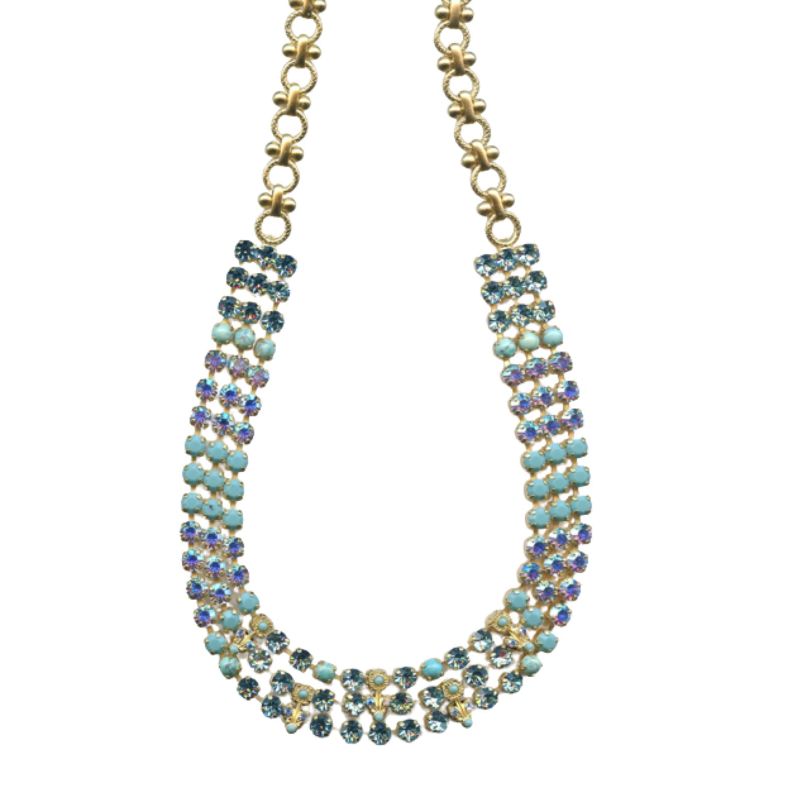 N-3000-3-2672-YG(1) Mariana Necklace Charming in Turq, Blues & AB Austrian Crystals Bliss Nirvana Coll. - Image 1