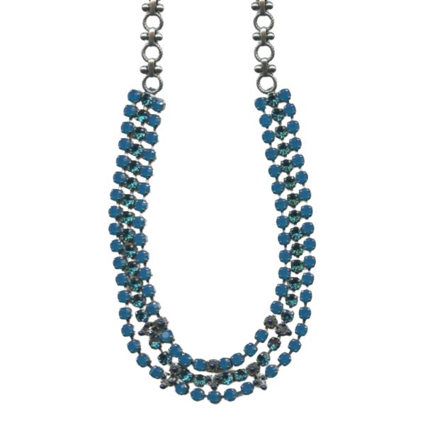 Mariana Necklace Elegant Caribbean Blue Opal & Blue Zircon Austrian Crystals My Treasures Coll.