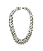 Mariana Necklace Sophisticated Amber, Clear & Grey Austrian Crystals Champagne and Caviar Inspiration Coll. - Image 2