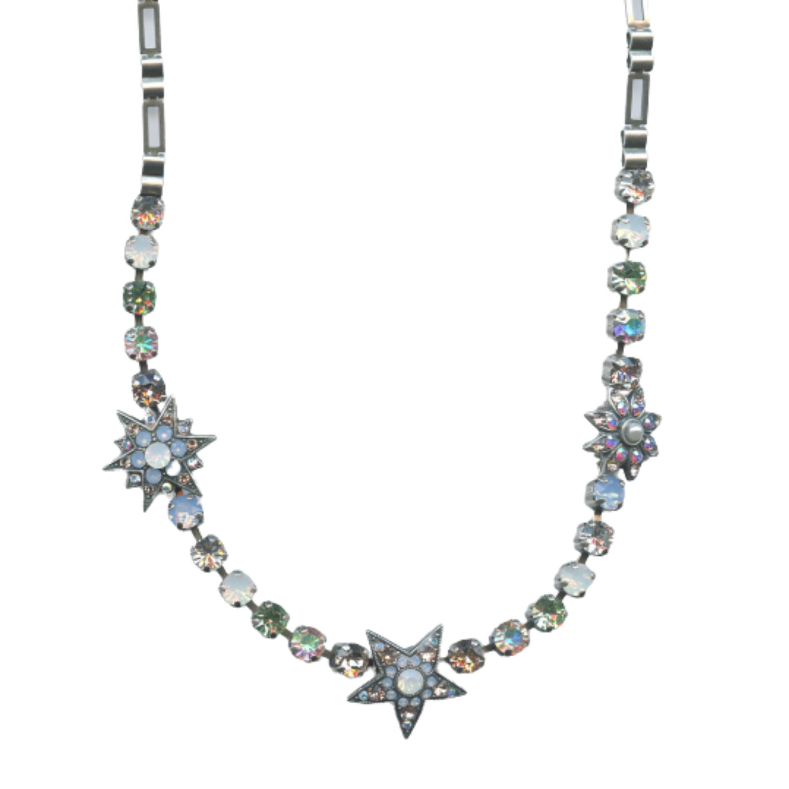 N-3000-6-1055-SP(1) Mariana Necklace Lovely Air Blue Opal, White Opal, Chrysolite & Golden Shadow Austrian Crystals My Treasures Coll. - Image 1