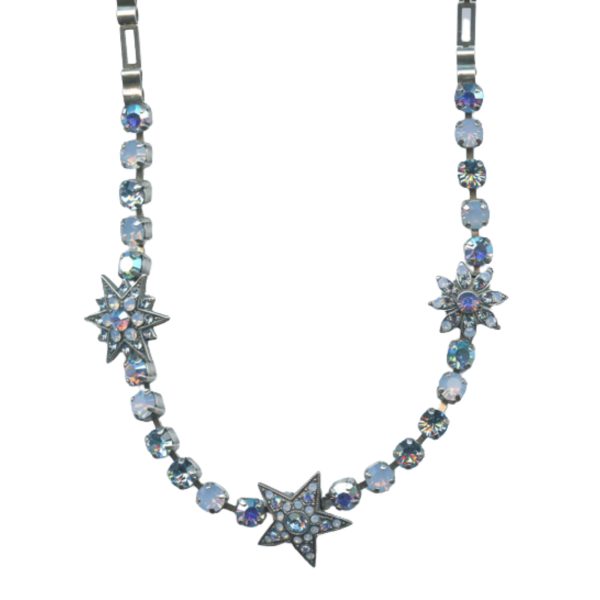 Mariana Necklace Shimmering Floral in Blues & AB Austrian Crystals Periwinkle Cocktail Hour Coll.