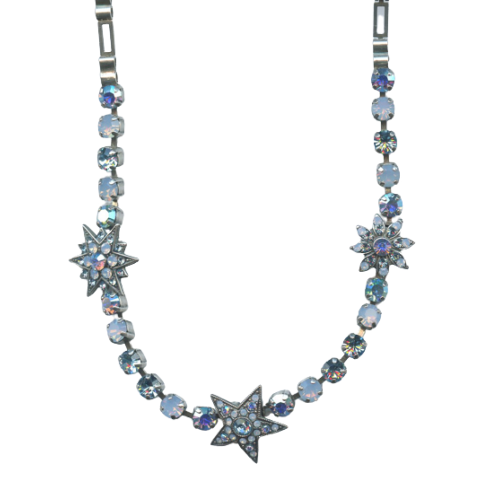 N-3000-6-1343-SP(1) Mariana Necklace Shimmering Floral in Blues & AB Austrian Crystals Periwinkle Cocktail Hour Coll. - Image 1