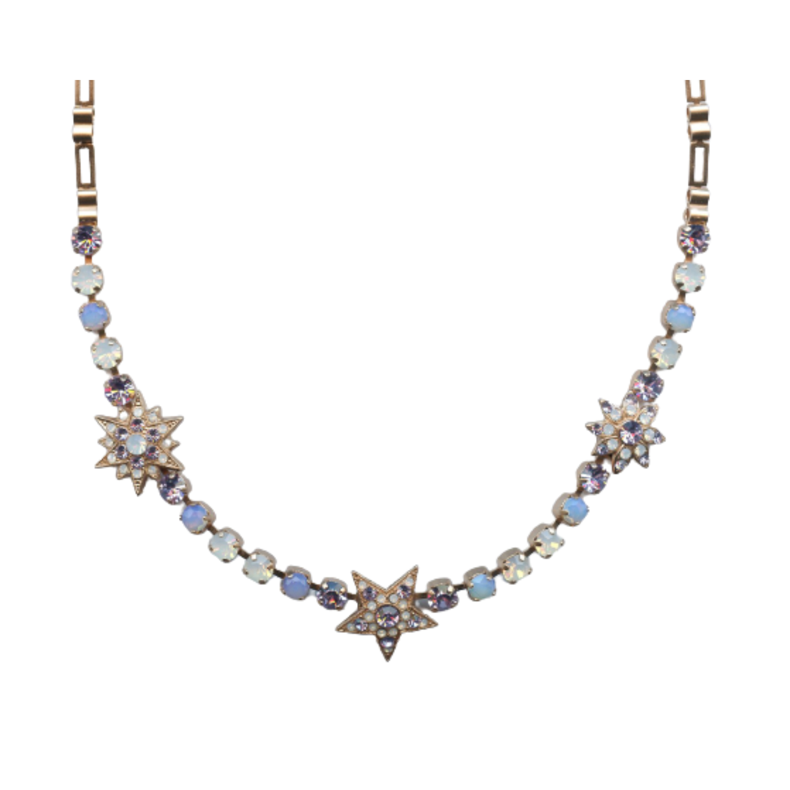N-3000-6-M83371-RG(1) Mariana Necklace Precious Opalite Mineral, Air Blue Opal & Purple Velvet Austrian Crystals My Treasures Coll. - Image 1