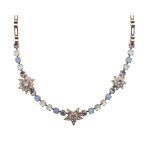 Mariana Necklace Precious Opalite Mineral, Air Blue Opal & Purple Velvet Austrian Crystals My Treasures Coll. - Image 3