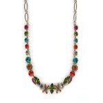 Mariana Necklace Exquisite Orange, Plum Purple, Aqua Blue & Grass Green Austrian Crystals Tiger Lily Icons Coll.