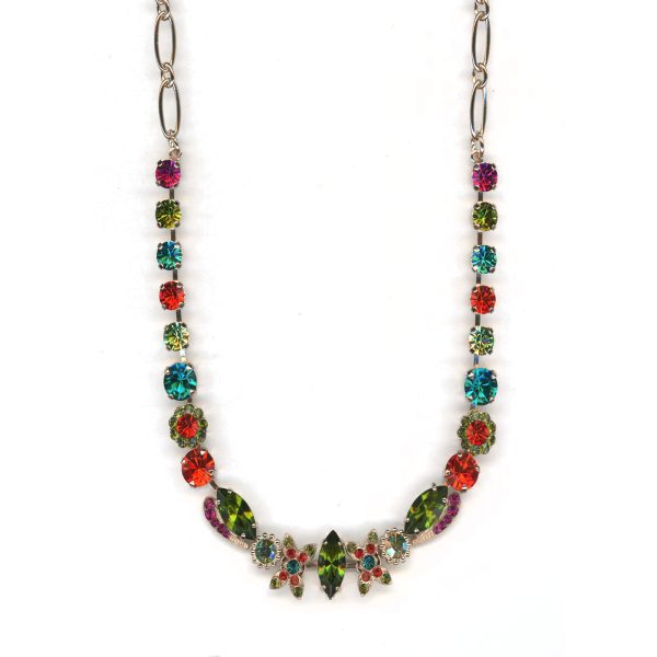 Mariana Necklace Exquisite Orange, Plum Purple, Aqua Blue & Grass Green Austrian Crystals Tiger Lily Icons Coll.