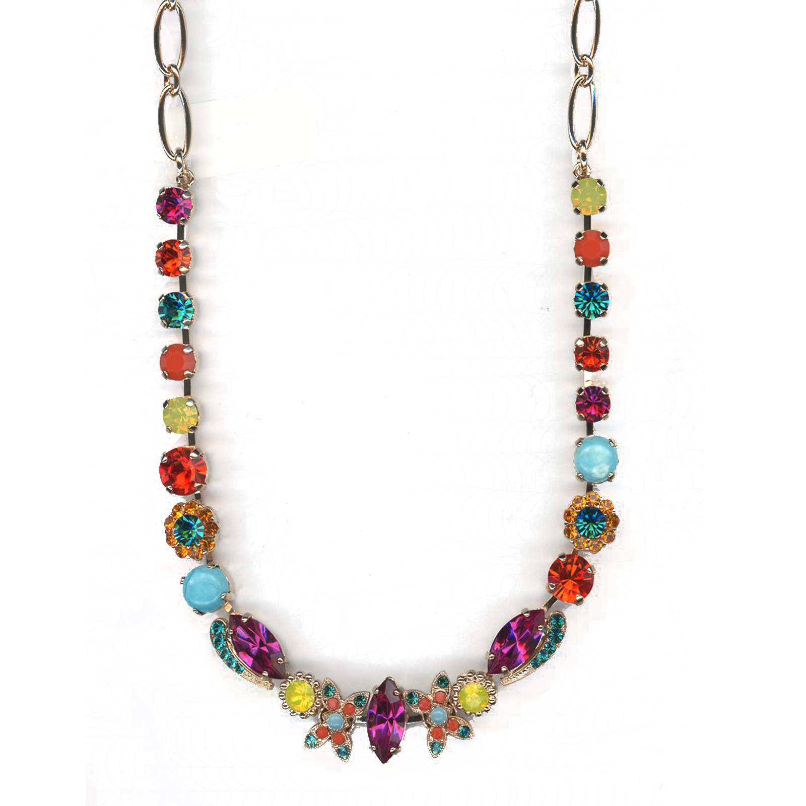 N-3001-M1077-RG(1) Mariana Necklace Beautiful in Turq Mineral, Blues, Orange, Pinks & Yellow Opal Austrian Crystals Masai Africa Coll. - Image 1
