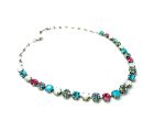 Mariana Necklace White Shell &Turquoise w/ Blues & Pinks Austrian Crystals Margarita Cocktail Hour Coll. - Image 3