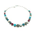 Mariana Necklace White Shell &Turquoise w/ Blues & Pinks Austrian Crystals Margarita Cocktail Hour Coll. - Image 2
