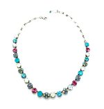 Mariana Necklace White Shell &Turquoise w/ Blues & Pinks Austrian Crystals Margarita Cocktail Hour Coll.