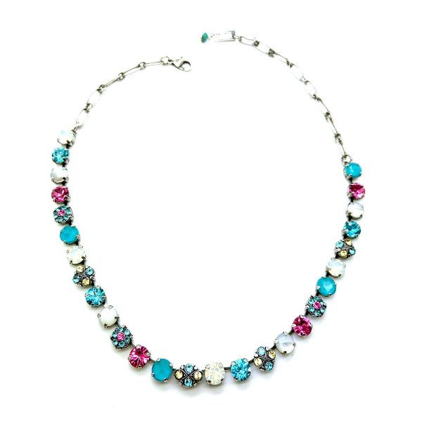 Mariana Necklace White Shell &Turquoise w/ Blues & Pinks Austrian Crystals Margarita Cocktail Hour Coll.