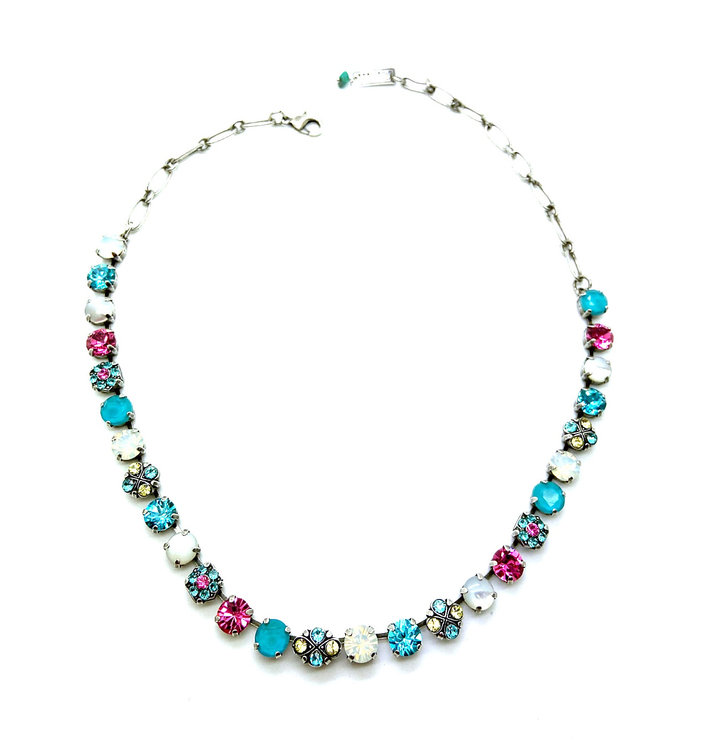 N-3004-M1064-SP (3) Mariana Necklace White Shell &Turquoise w/ Blues & Pinks Austrian Crystals Margarita Cocktail Hour Coll. - Image 1