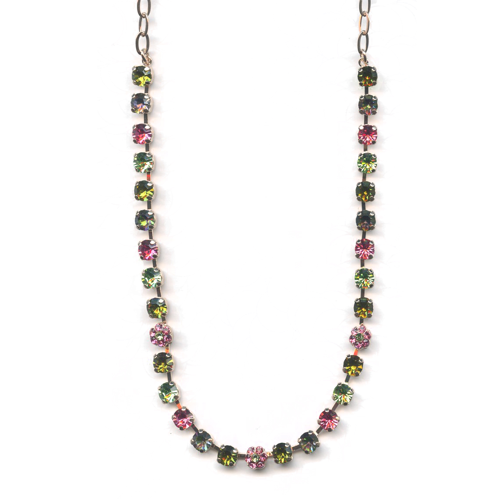 N-3008-1C-142-SP(1) Mariana Necklace for Children in Peridot, Light Rose & Olivine Austrian Crystals Tutti Frutti The Sweet Life Coll. - Image 1