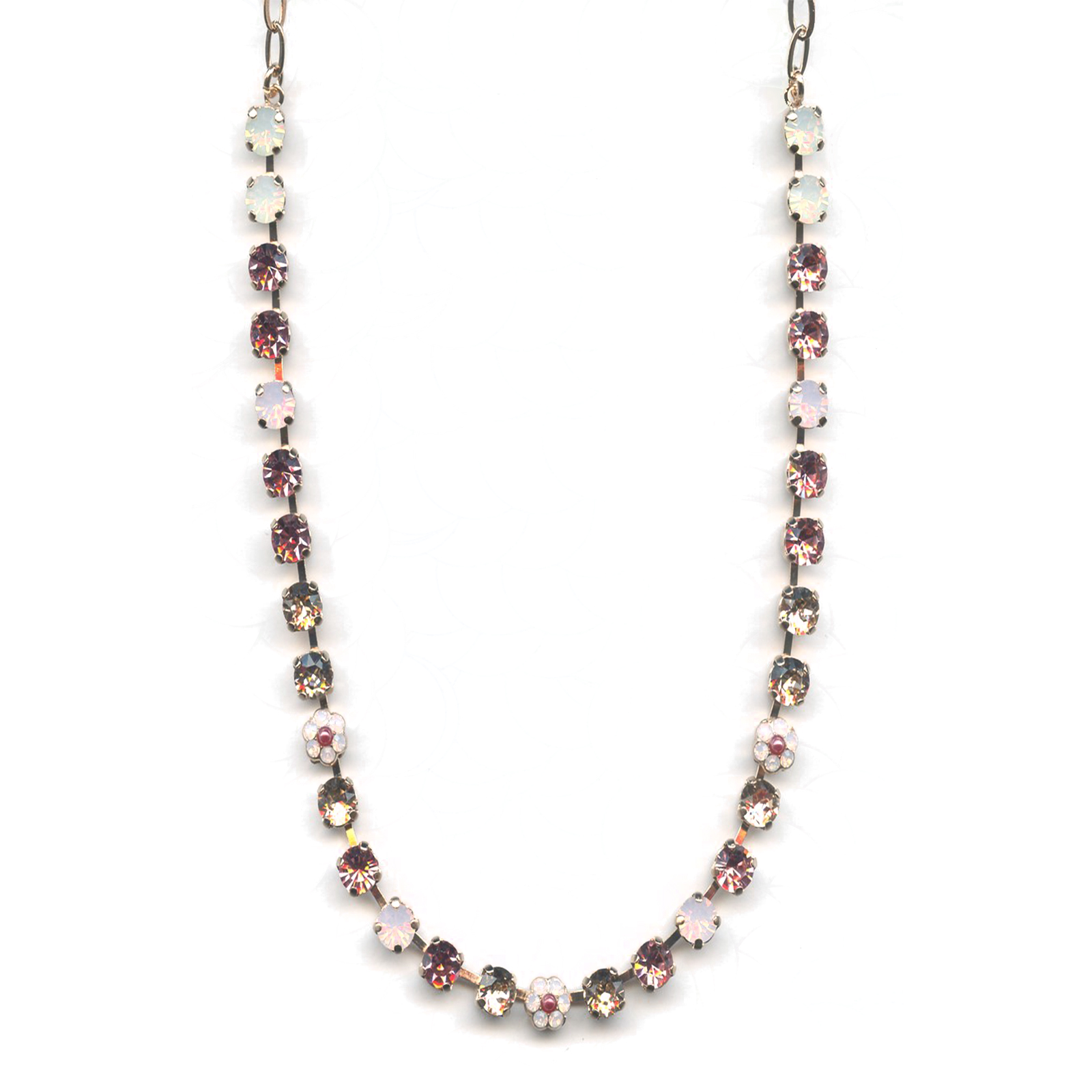 N-3008-1C-223-1-RG(1) Mariana Necklace for Children in White Opal, Rose Opal, Vintage Rose & Silk Austrian Crystals Antigua Caribbean Life Coll. - Image 1