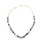 Mariana Necklace Gorgeous in Blues, White Opal & Champagne Austrian Crystals Blue Morpho My Butterfly Coll.