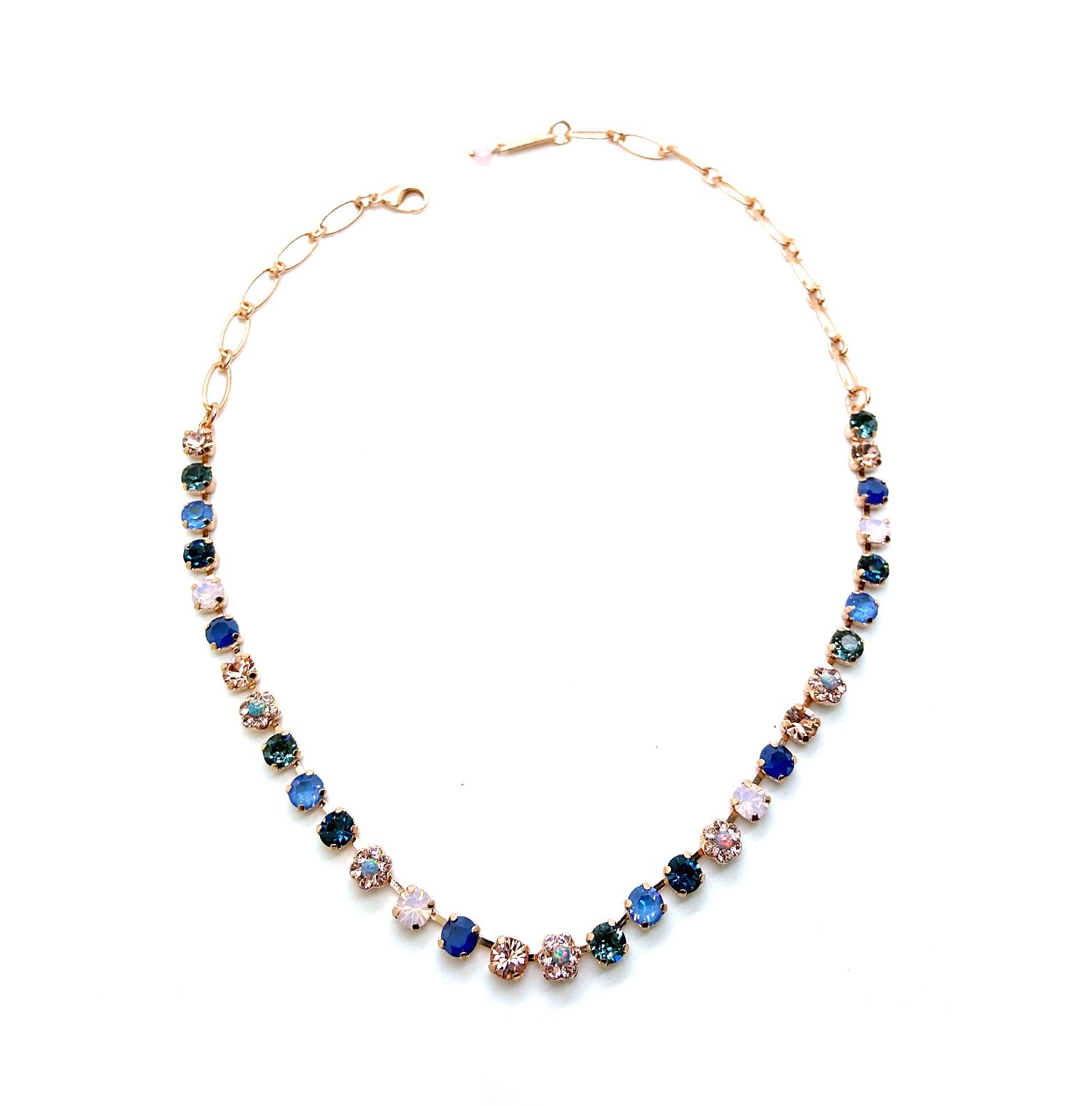 N-3008-2-1118-RG (1) Mariana Necklace Gorgeous in Blues, White Opal & Champagne Austrian Crystals Blue Morpho My Butterfly Coll. - Image 1