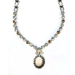 Mariana Necklace Timeless White Turq Mineral, Grey, Clear & Amber Austrian Crystals Champagne and Caviar Inspiration Coll. - Image 2