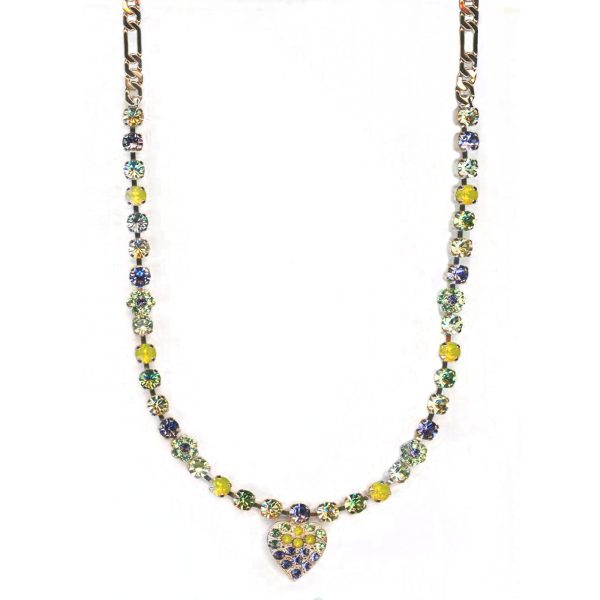 Mariana Necklace Charming Heart in Greens, Yellows & Tanzanite Austrian Crystals My Treasures Coll.