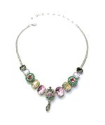 Mariana Necklace Elegant Black Diamond, Rose, Topaz, White Opal, Turq & Clear Austrian Crystals  Orchid Silk Road Coll.