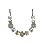 Necklace By Mariana Seashell Nature Coll. Floral Clear, Golden Shadow & White Opal Austrian Crystals