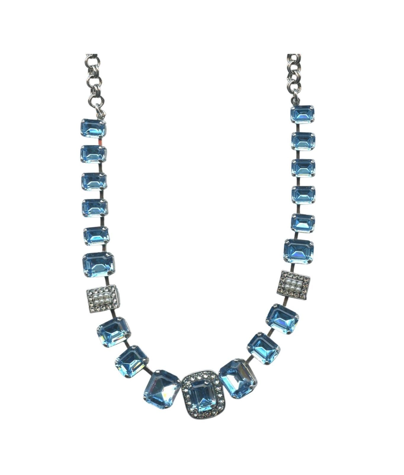 N-3040-8-202361-SP Mariana Necklace Exquisite Aquamarine, Azure & Pearl Austrian Crystals My Treasures Coll. - Image 1