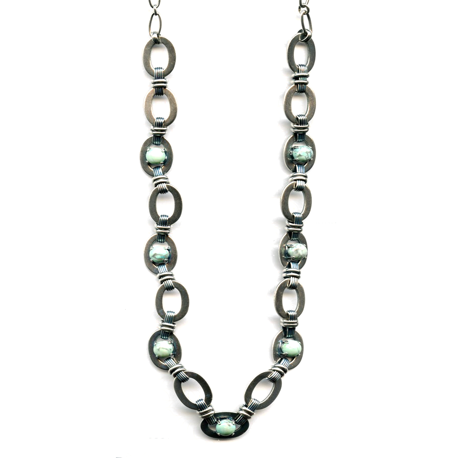 N-30822-M75M75-SP(4) Mariana Necklace Exquisite Chain in Howlite Chinese Turquoise Mineral Austrian Crystals My Treasures Coll. - Image 1