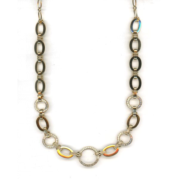 Mariana Necklace Shimmering Chain Encrusted Clear & White Opal Austrian Crystals My Treasures Coll.