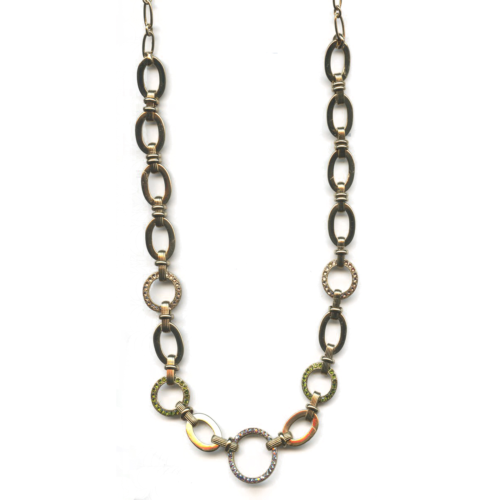 N-30831-1089-YG(4) Mariana Necklace Fab Chain in Olivine, Lt Colorado Topaz & AB Austrian Crystals Penelope Odyssey Coll. - Image 1