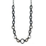 Mariana Necklace Elegant Jet, Black Diamond & White Opal Austrian Crystals French Silk The Sweet Life Coll.