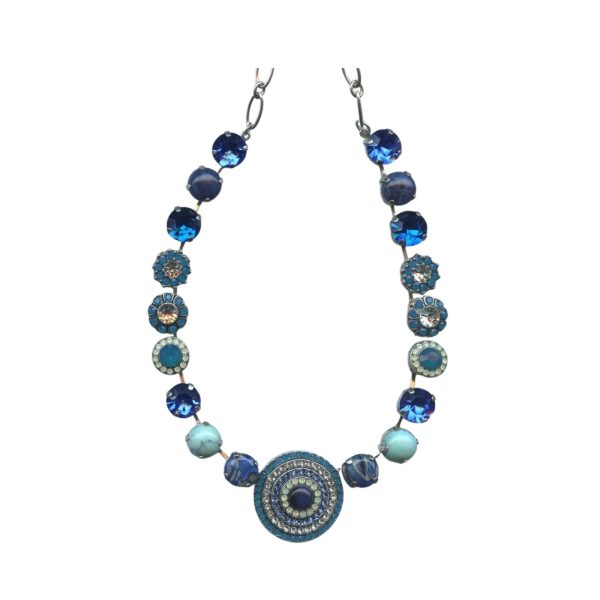Mariana Necklace Glamorous Mariana Necklace Syn Azurite Mineral & Blues Austrian Crystals Zhang Silk Road Coll.