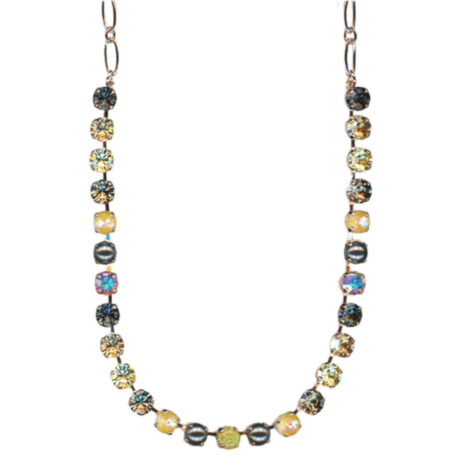 N-3252SO1-M1121-RG(1) Mariana Necklace Yellow Synthetic Opal & Onyx Minerals, Yellows, Blacks & AB Austrian Crystals Catopsilia Pomona My Butterfly Coll. - Image 1