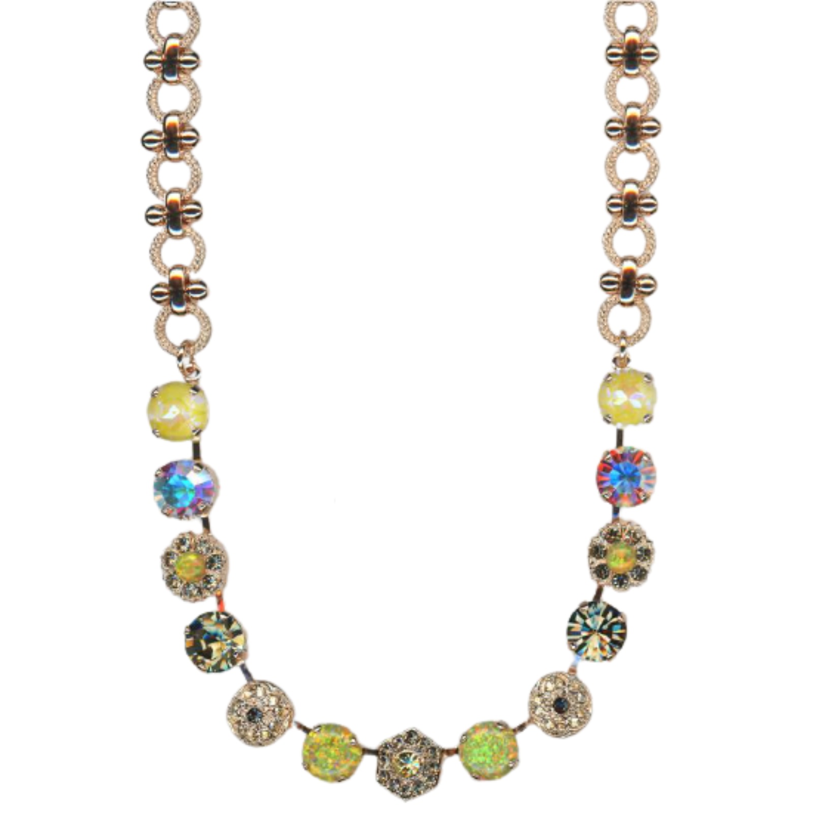 N-3411SO2-M1121-RG(1) Mariana Necklace in Yellow Synthetic Opal Mineral, Tabac, AB & Yellows Austrian Crystals Catopsilia Pomona My Butterfly Coll. - Image 1