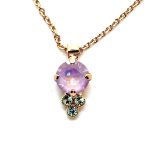 Necklace Pendant By Mariana Woman Glitzy Lavender and Chrysolite Swarovski Crystals