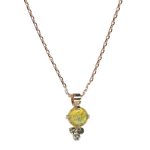 Mariana Necklace Pendant Glitzy Yellow Synthetic Opal Mineral & Tabac Austrian Crystals Catopsilia Pomona My Butterfly Coll.