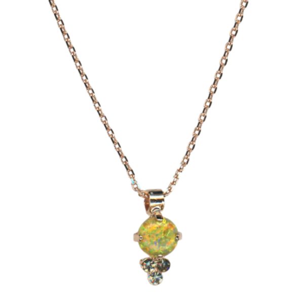 Mariana Necklace Pendant Glitzy Yellow Synthetic Opal Mineral & Tabac Austrian Crystals Catopsilia Pomona My Butterfly Coll.