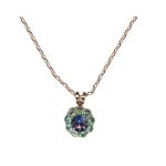 Mariana Necklace Pendant Floral in Tanzanite & Chrysolite Austrian Crystals Travelara My Butterfly Coll.
