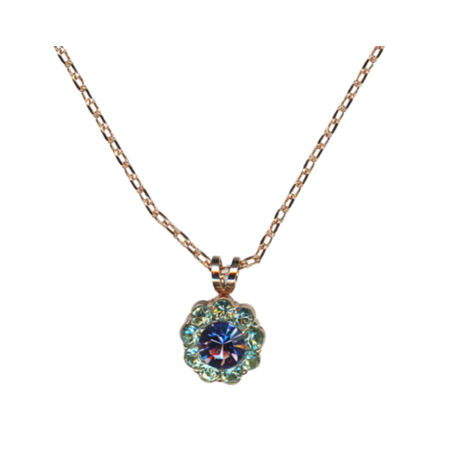 N-5035-1-1122-RG(1) Mariana Necklace Pendant Floral in Tanzanite & Chrysolite Austrian Crystals Travelara My Butterfly Coll. - Image 1
