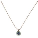 Mariana Necklace Pendant Floral in Tanzanite & Chrysolite Austrian Crystals Travelara My Butterfly Coll. - Image 3
