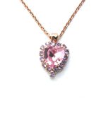 Mariana Necklace Pendant Heart Clustered Lt Rose & Tanzanite Austrian Crystals Travelara My Butterfly Coll.