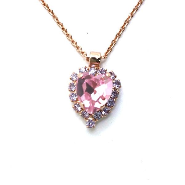 Mariana Necklace Pendant Heart Clustered Lt Rose & Tanzanite Austrian Crystals Travelara My Butterfly Coll.